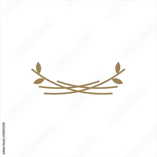 Nest bird logo. Logo is shaped with lines forming  a nest in brown gradient color, creating a nest bird logo.