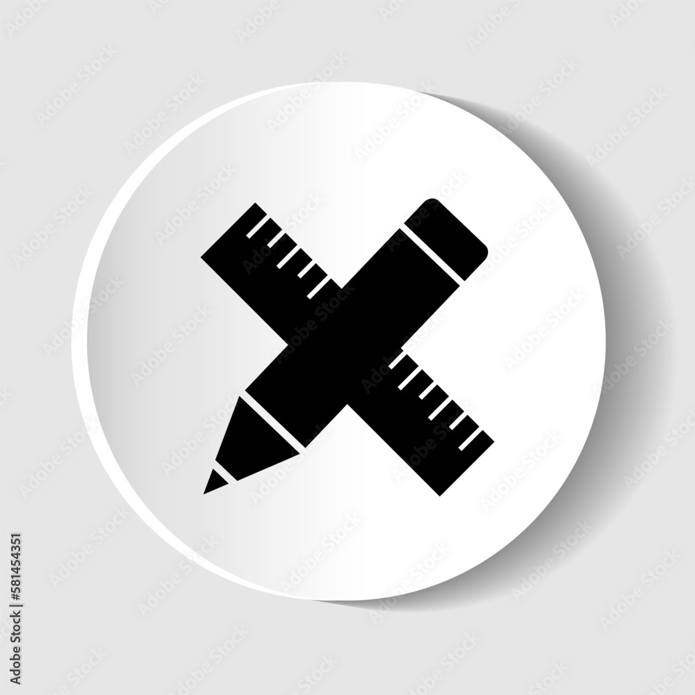 Black line crossed ruler and pencil icon isolated on white background. Straightedge symbol. Drawing and educational tools. Vector illustration Black line crossed ruler and pencil icon isolated on white background. Straightedge symbol. Drawing and educational tools. Vector illustration