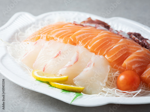 Salmon sashimi and octopus sashimi, sashimi
