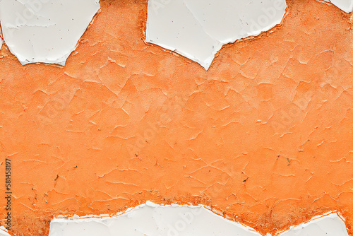 orange and white cracked wall background, generative ai