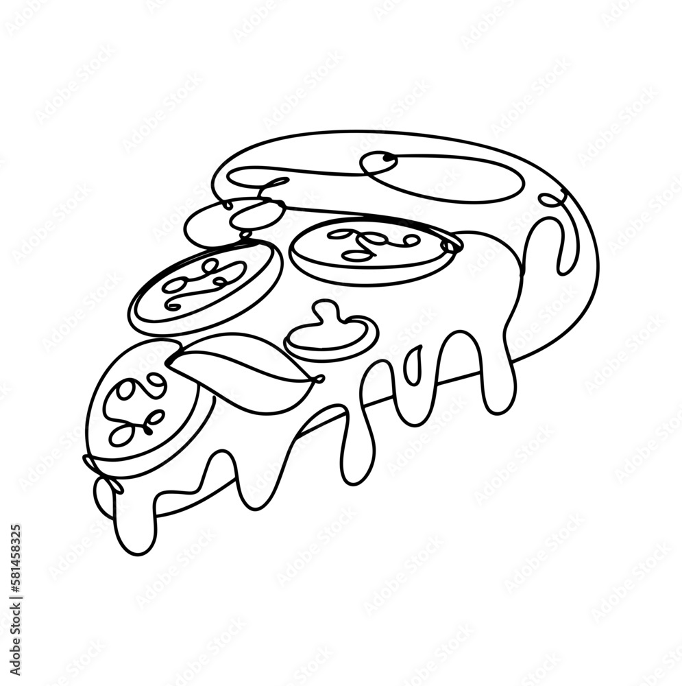 Continuous line drawing of pizza food minimalism design vector illustration
Continuous line drawing of pizza food minimalism design vector illustration