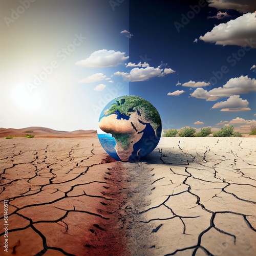 earth globe in the desert,  earth day 