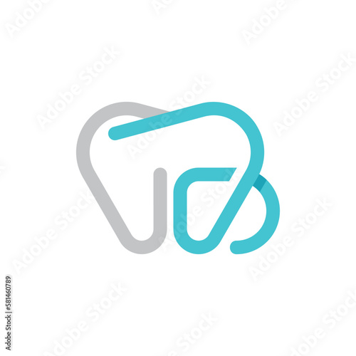 Letter b monogram dental care line modern logo
