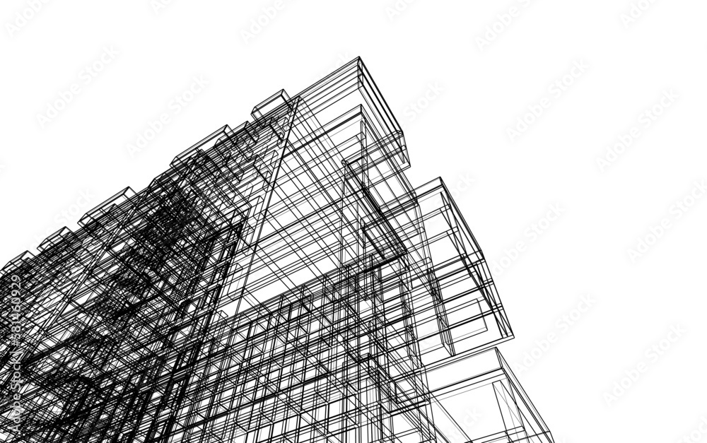 Abstract architecture background 3d illustration 