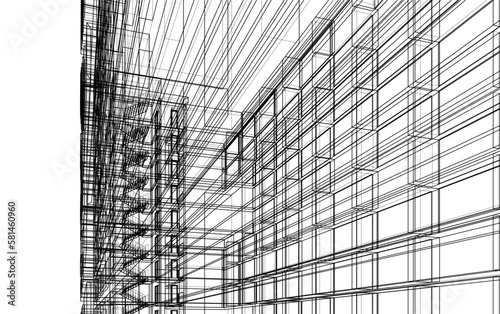 Abstract architecture background 3d illustration 