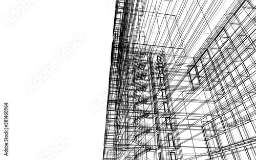 Abstract architecture background 3d illustration 