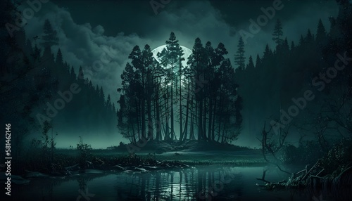 dark and mysterious forest, by moonlight © Игорь Нерсисян