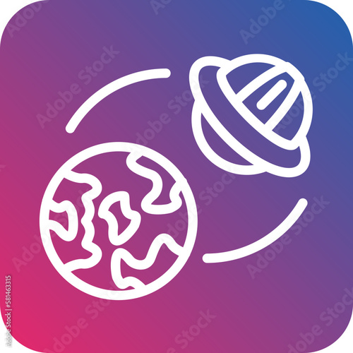 Vector Design UFO Earth Icon Style