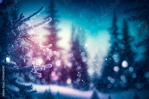 Christmas winter blurred background - Wonderland, holiday serene, peaceful, tranquil. © Saulo Collado