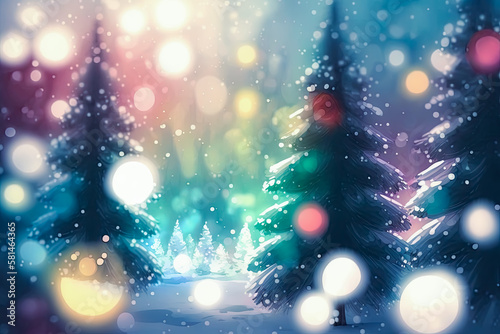 Christmas winter blurred background - Wonderland, holiday serene, peaceful, tranquil.