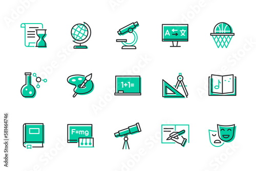 School subjects - modern line design style icons set