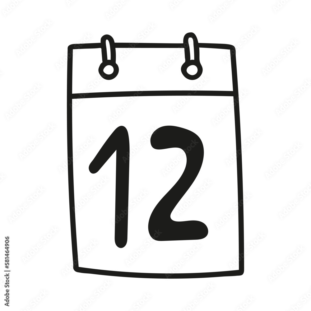 Hand drawn calendar icon. Vector illustration, doodle style.
Hand drawn calendar icon. Vector illustration, doodle style.