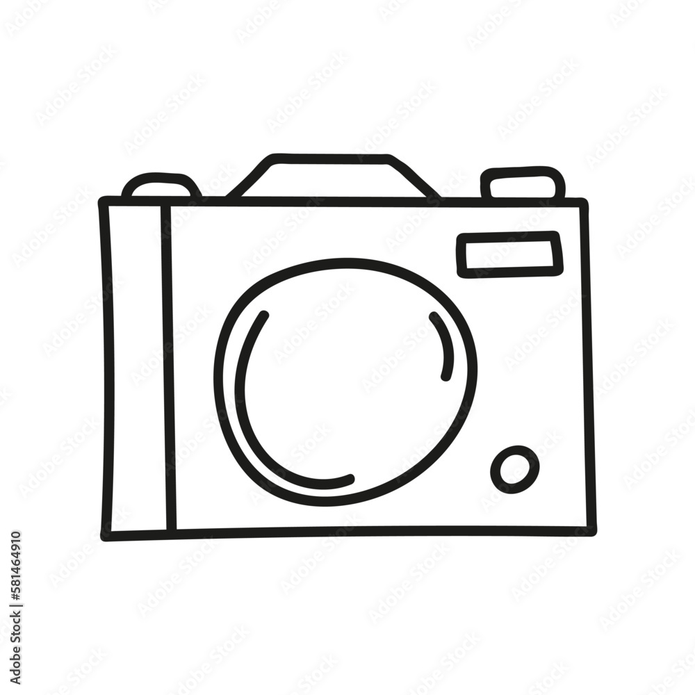 Hand drawn camera icon. Vector illustration, doodle style.
Hand drawn camera icon. Vector illustration, doodle style.