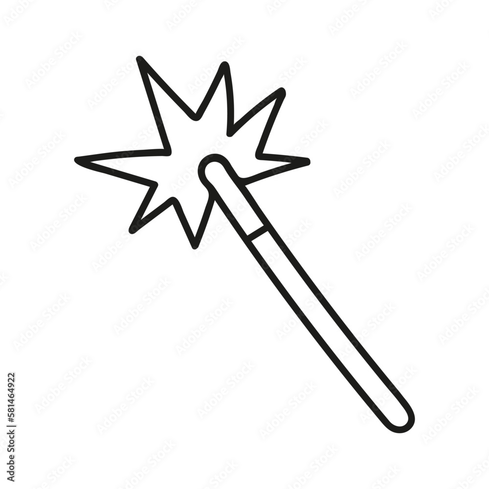 Hand drawn magic wand icon. Vector illustration, doodle style.
Hand drawn magic wand icon. Vector illustration, doodle style.