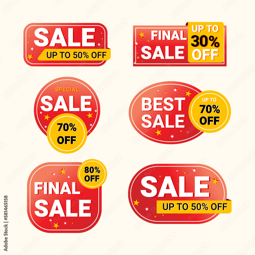 Collection of sales label and promo baner with flat style Collection of sales label and promo baner with flat style
