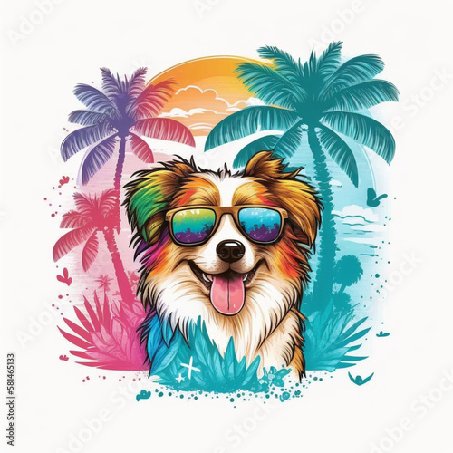 T-shirt design vector, kawaii cute dog, Generative AI © Walther Alvarado