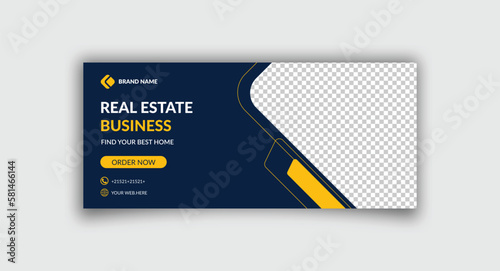 Real estate building constriction business web banner facebook LinkedIn social media cover photo design template