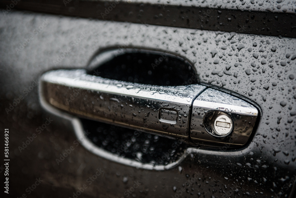 Car door left handle with keyless go sensor. Automatic opening of a car