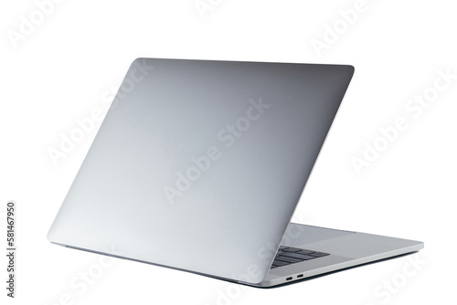 Silver laptop isolated on white background 
