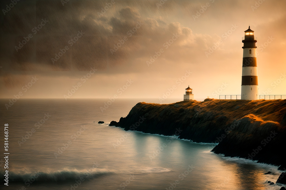 lighthouse concept art illustrtion. Generative ai. lighthouse concept art illustrtion. Generative ai.