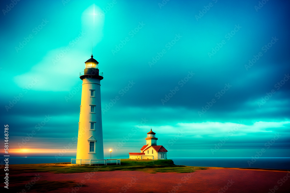 lighthouse concept art illustrtion. Generative ai.