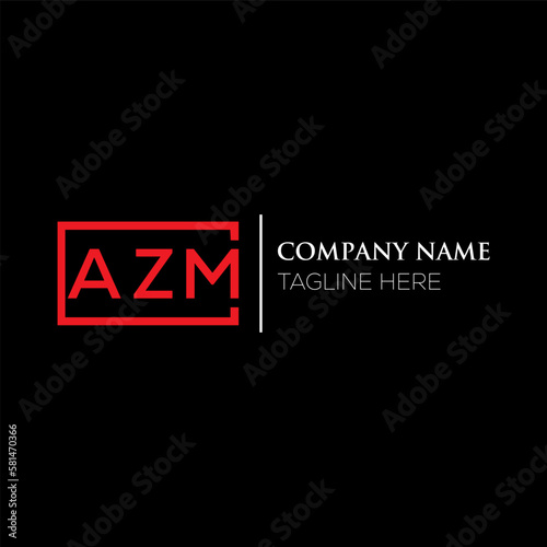 AZM letter logo design on black background. AZM creative initials letter logo concept. AZM letter design. AZM letter design on black background. AZM logo vector.
 photo