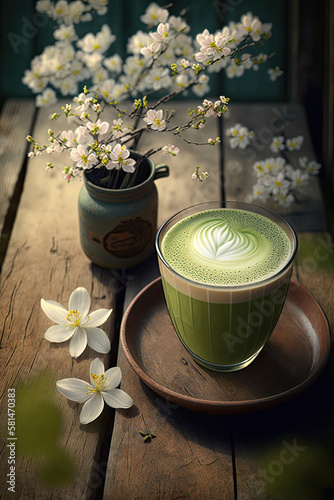 Beautiful Matcha Latte on a...