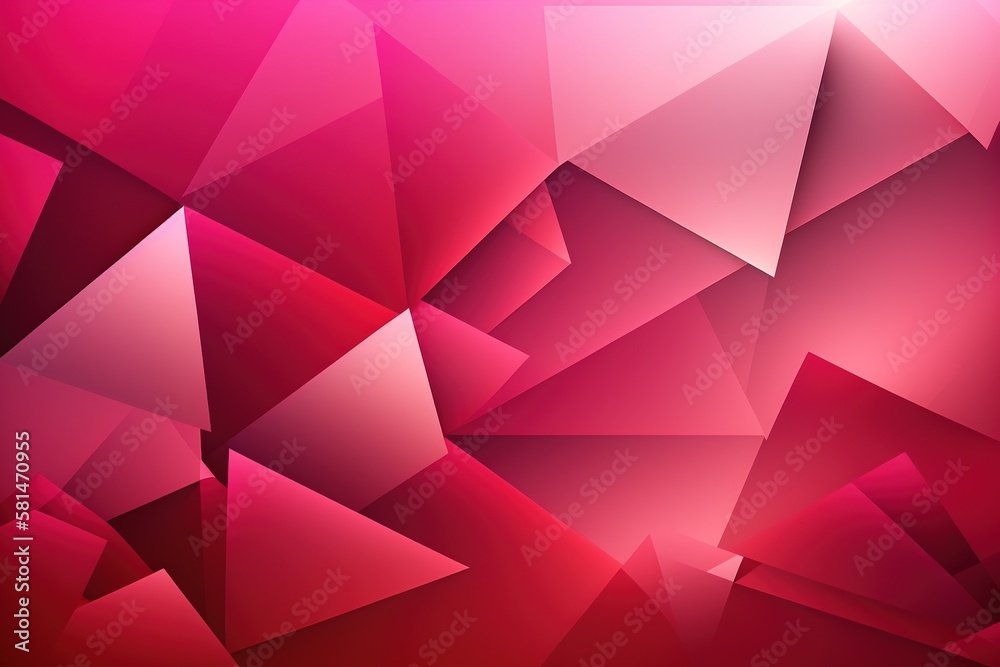 Fototapeta premium Cherry red & bubblegum pink abstract geometric background, generative AI
