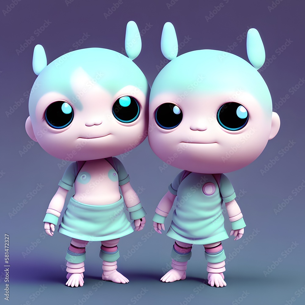 Fototapeta premium tiny cute girls created with Generative AI technology 