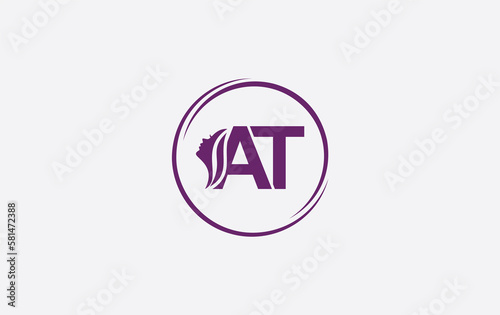 Beauty spa logo and symbol design with the letter AT
