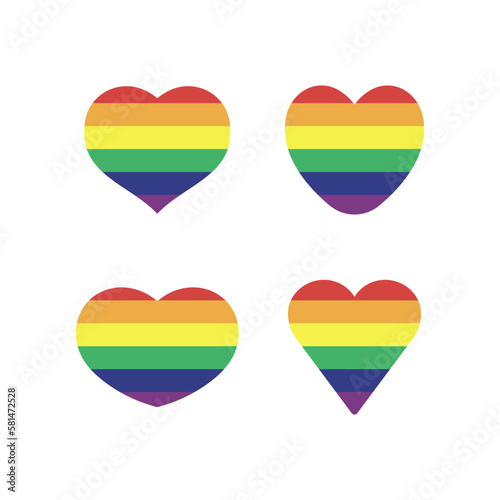 Lgbt rainbow flag in hearts shape. Gay, Lesbian, Bisexual, Trans, Queer pride love symbol of sexual diversity