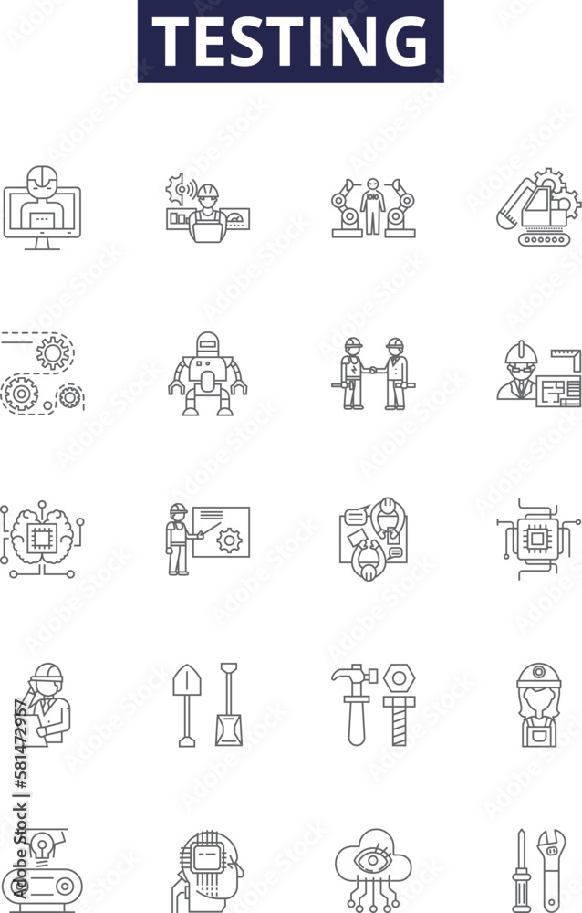 Testing line vector icons and signs. Assessing, Checking, Verifying