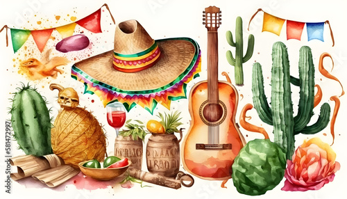 Mexican holiday Cinco de Mayo pattern background photo