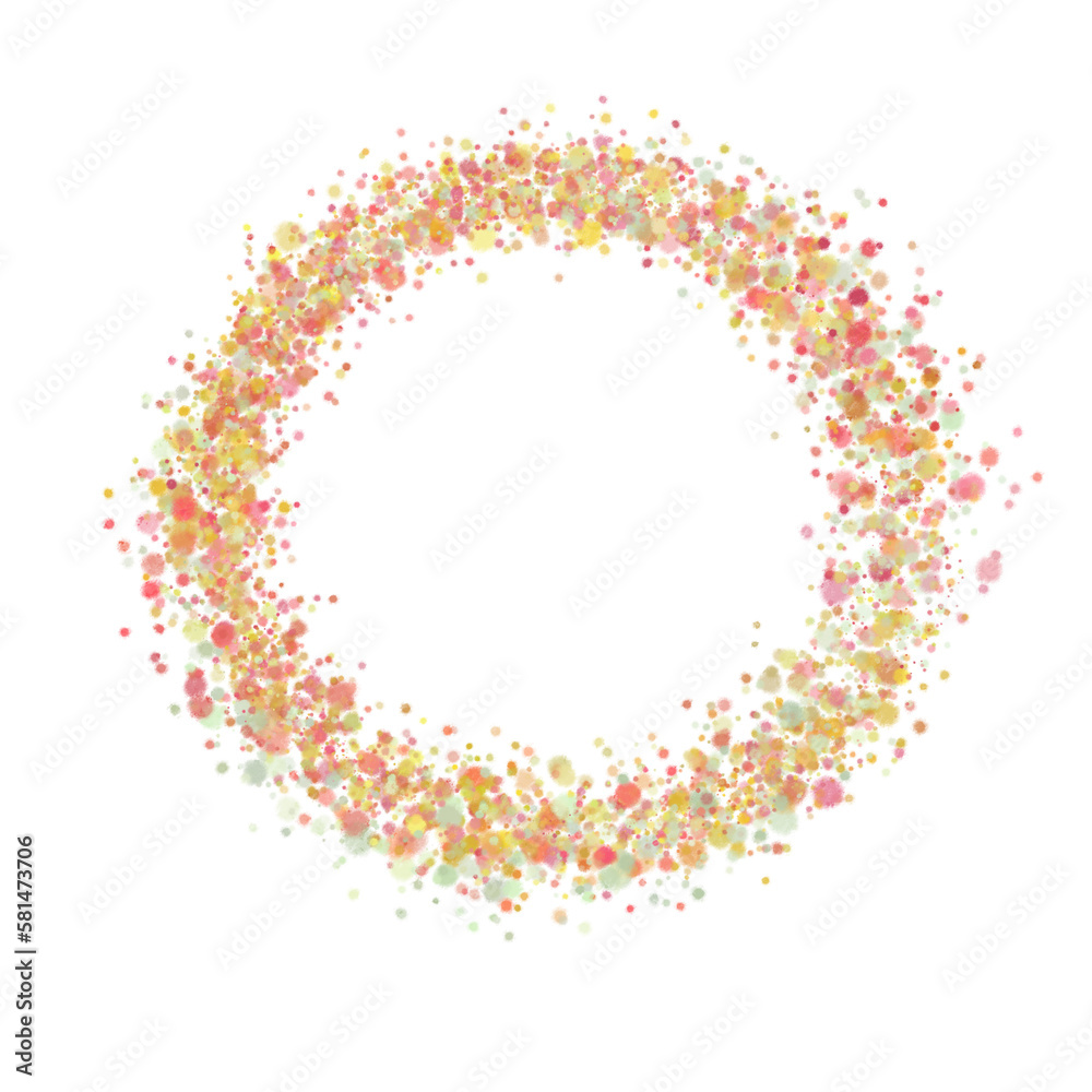 Round dots frame with empty space for your text. Frame made of blue spots or dots of various size. Circle shape. Round dots frame with empty space for your text. Frame made of blue spots or dots of various size. Circle shape.