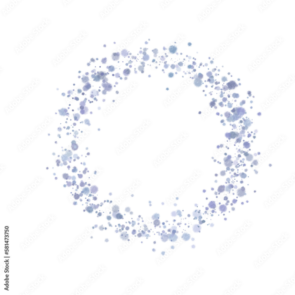 Round dots frame with empty space for your text. Frame made of blue spots or dots of various size. Circle shape. Round dots frame with empty space for your text. Frame made of blue spots or dots of various size. Circle shape.