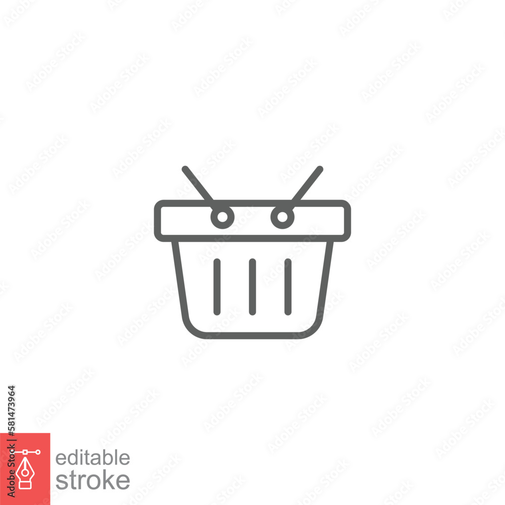 Shopping basket icon. Simple line style for web template and app. Shop, cart, bag, store, online, purchase, buy, retail, vector illustration design on white background. Editable stroke EPS 10. Shopping basket icon. Simple line style for web template and app. Shop, cart, bag, store, online, purchase, buy, retail, vector illustration design on white background. Editable stroke EPS 10.