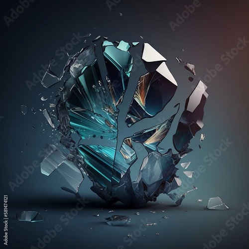 Glass. Shards of glass on a dark background. Ordinary glass. Generative AI.