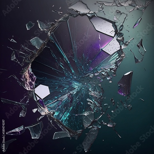 Glass. Shards of glass on a dark background. Ordinary glass. Generative AI.