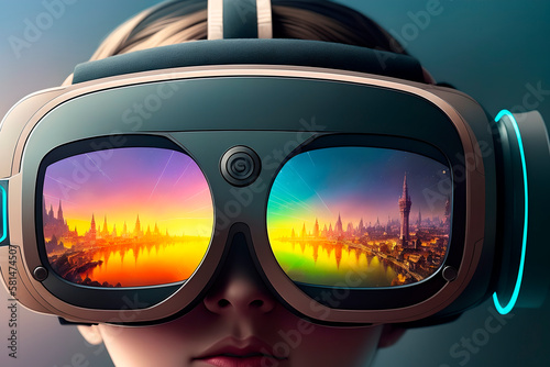 augmented reality vr glasses, concept art illustration. Generative ai. © Oleg_Yakovlev