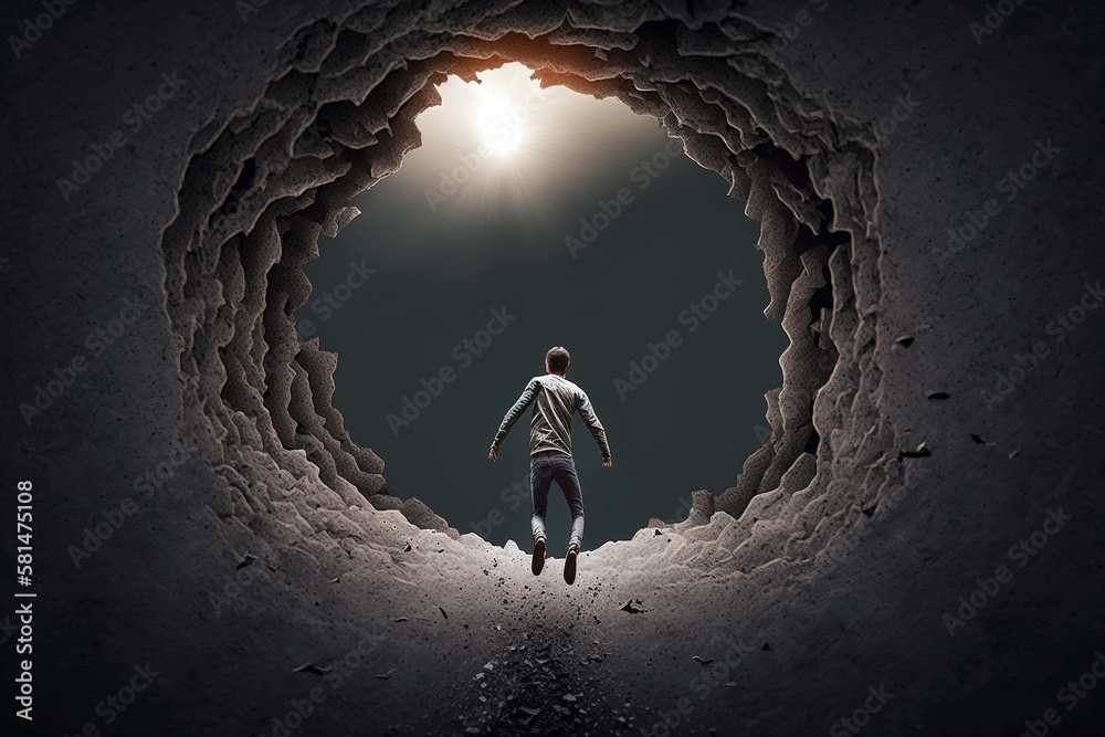 Man falling into a hole inside his mind. Mental health issues. Generative  AI illustration Stock Illustration | Adobe Stock
