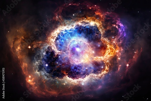 Supernova explosion in the center of galaxy Elements of this image furnished by NASA . Generative AI © AkuAku