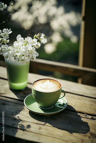Beautiful Matcha Latte on a...