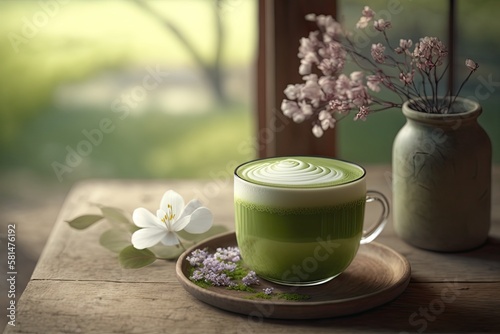 Beautiful Matcha Latte on a...