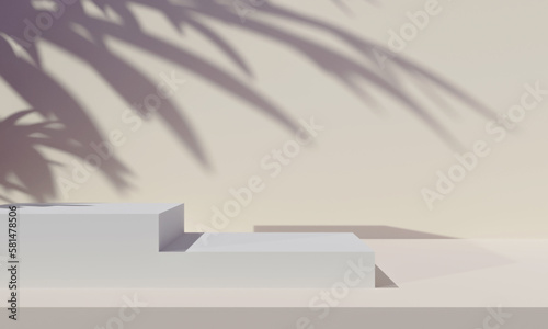 3d background products podium scene with plant shadow display background 3d rendering for show cosmetic products