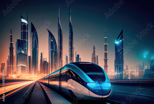hyperloop train in dubai. Generative AI technology photo
