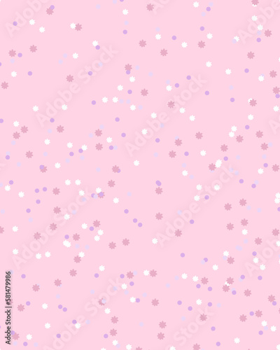 Cute Abstract Dots flowers Vector Pattern. small circle flower geometry white and pink color. Vector illustration. Vertical Background layout.