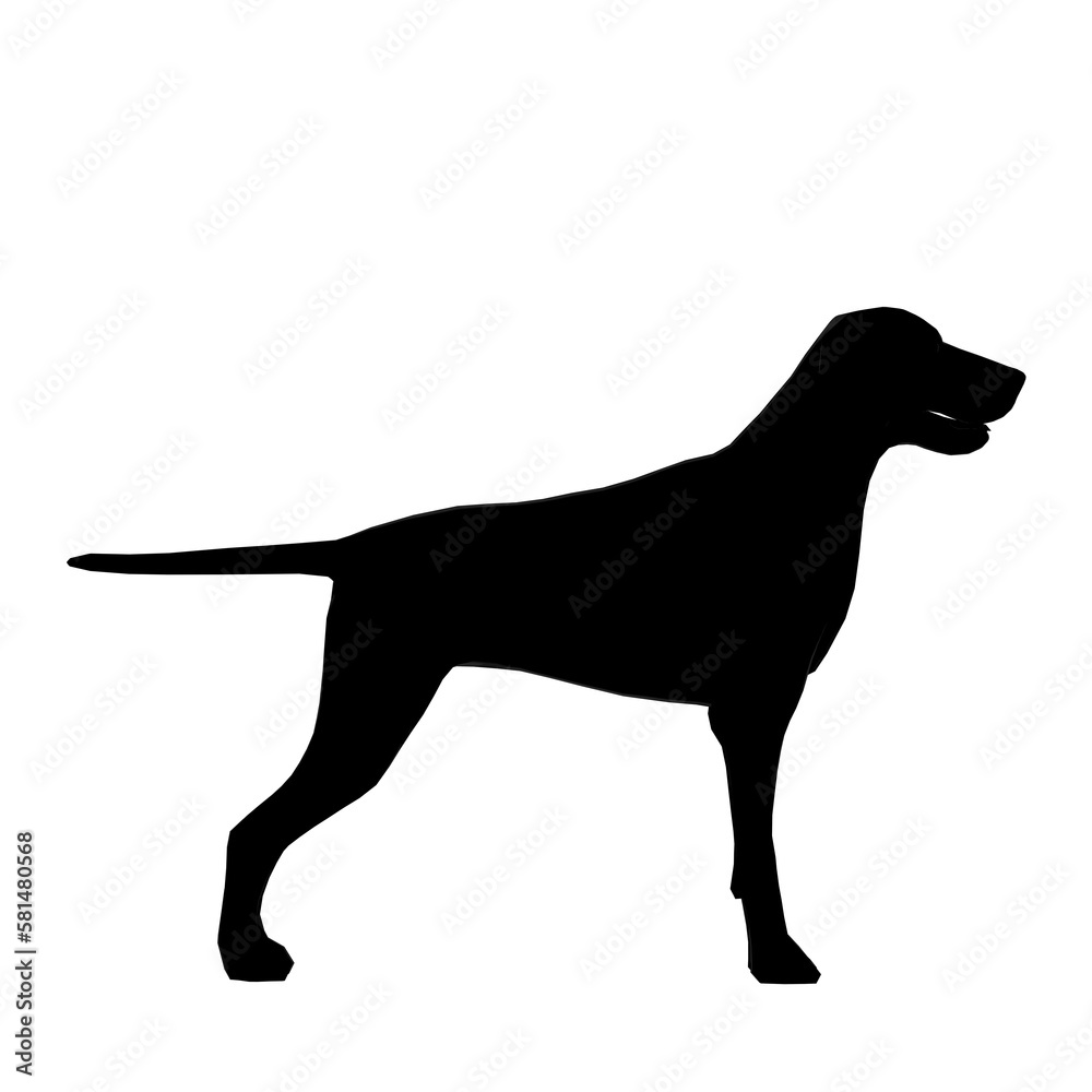 Silhouette di cane nero in posizione di guardia