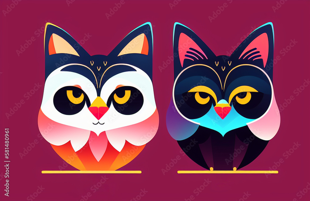 Fototapeta premium multicolor vector style owl illustration
