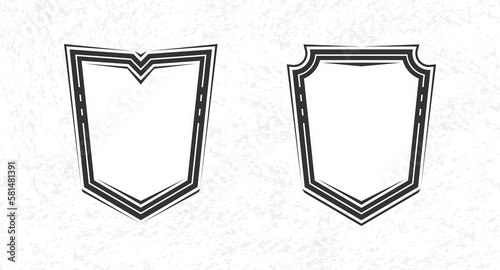 Shield or badge symbol, sign, emblem, vector illustration