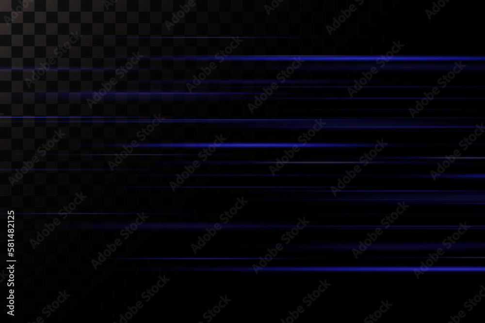 High speed lines of light. On a transparent background.